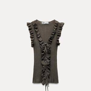 Zara ruffled bow knit top